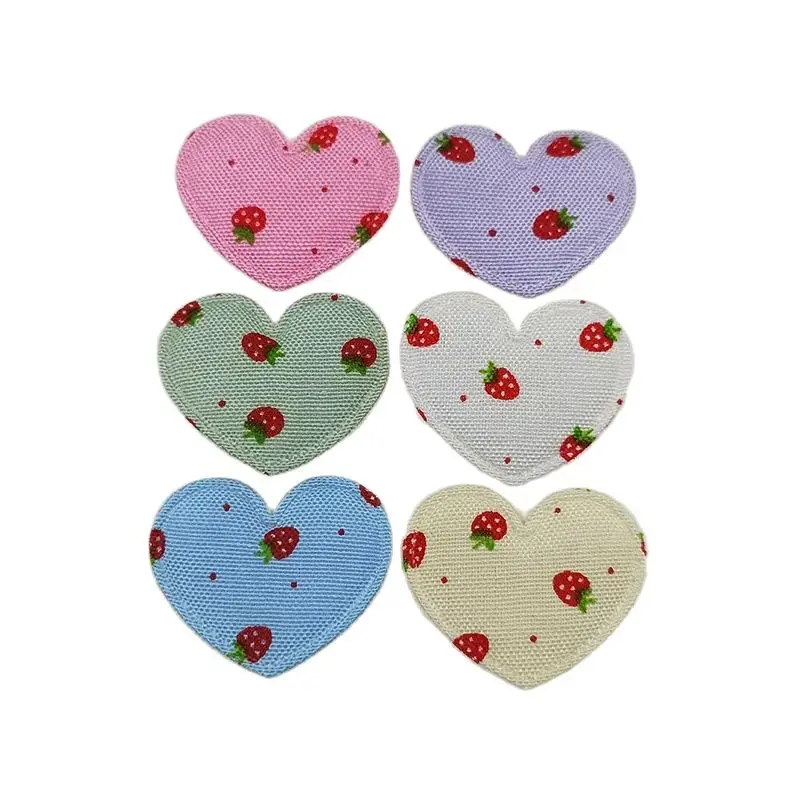 Niedliche gepolsterte Erdbeerherz-Applikation, Kinder-Stirnband-Accessoires, Schuhe, Hüte Dekorationsaufnäher, 60 Stück – Detail 12