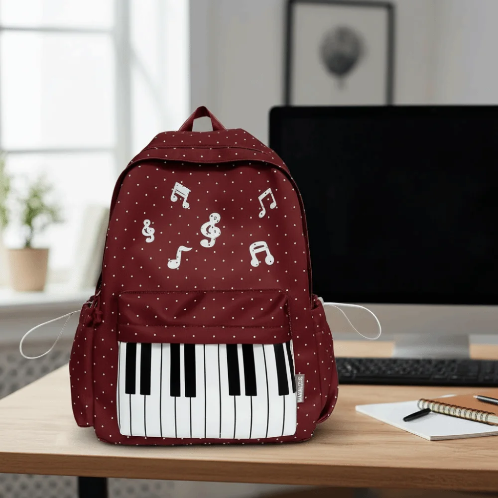 Nylon Piano Backpack Lightweight Design Breathable Strap Music Note Bag Large Capacity Japanese Style Keyboard Bookbag