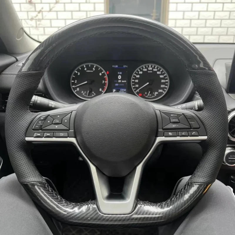

Hand-Sewn Carbon Fiber Leather Car Steering Wheel X-Trail Tianqai Qashqai Accessories Steering Wheel Cover For Nissan Sylphy
