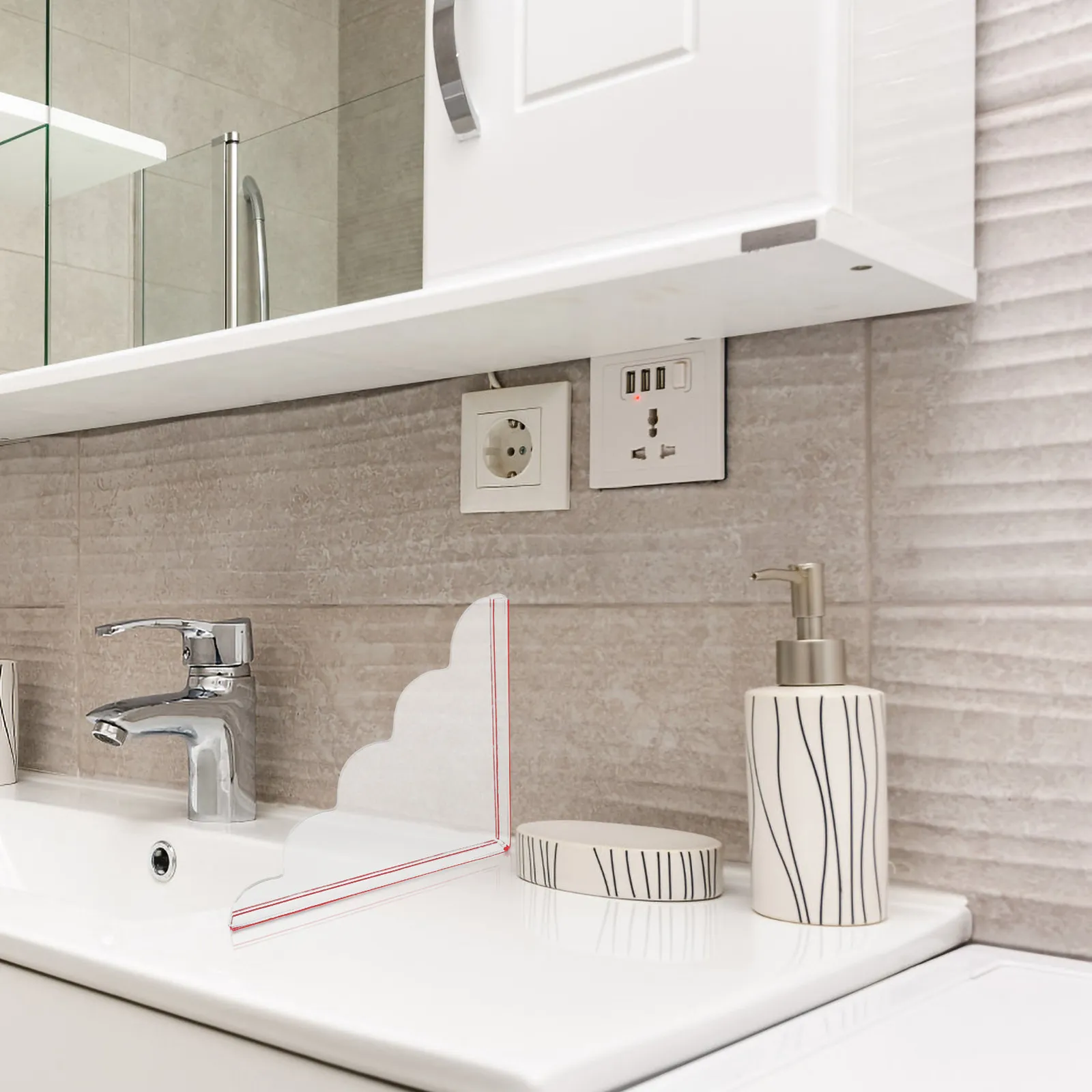 

Пара акриловых прозрачных водонепроницаемых барьеров от брызг для ванны, раковины, душа, с декоративным узором