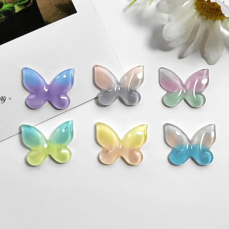 

Summer style 50pcs/lot color print animals cartoon Butterflies shape resin beads diy jewerly garment/hair accessory