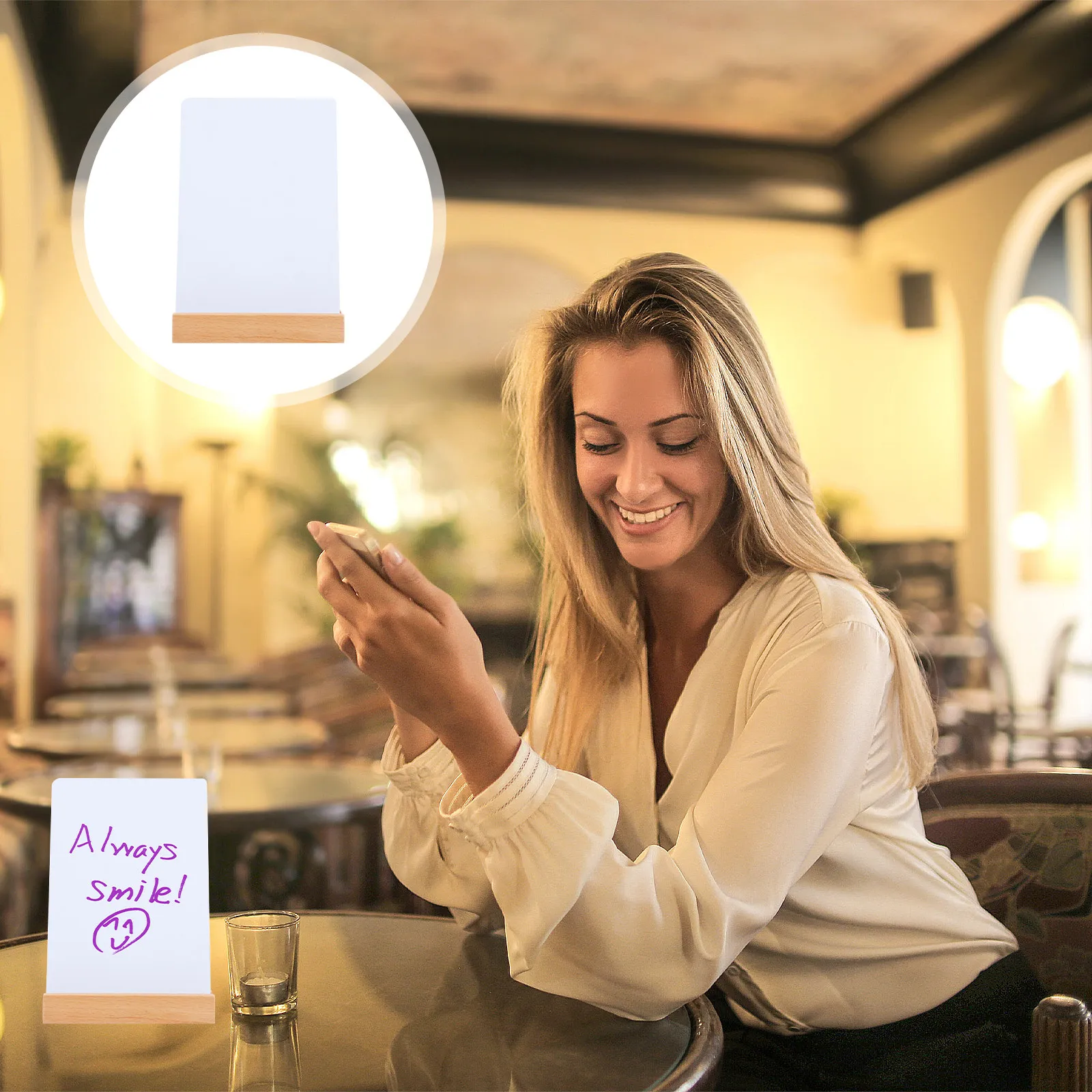 

Wood Message Board Small Reusable Chalkboard Sign A6 Size Stylish Portable Home Bar Display Board Reusable Blackboard