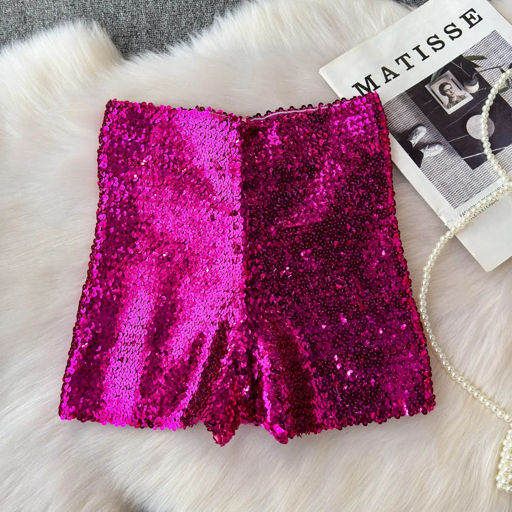Shinny Sequins Short Pants Women Hot Summer High Waisted Female Booty Shorts Sexy Girl Streetwear Y2k Short Pants Dropshipping