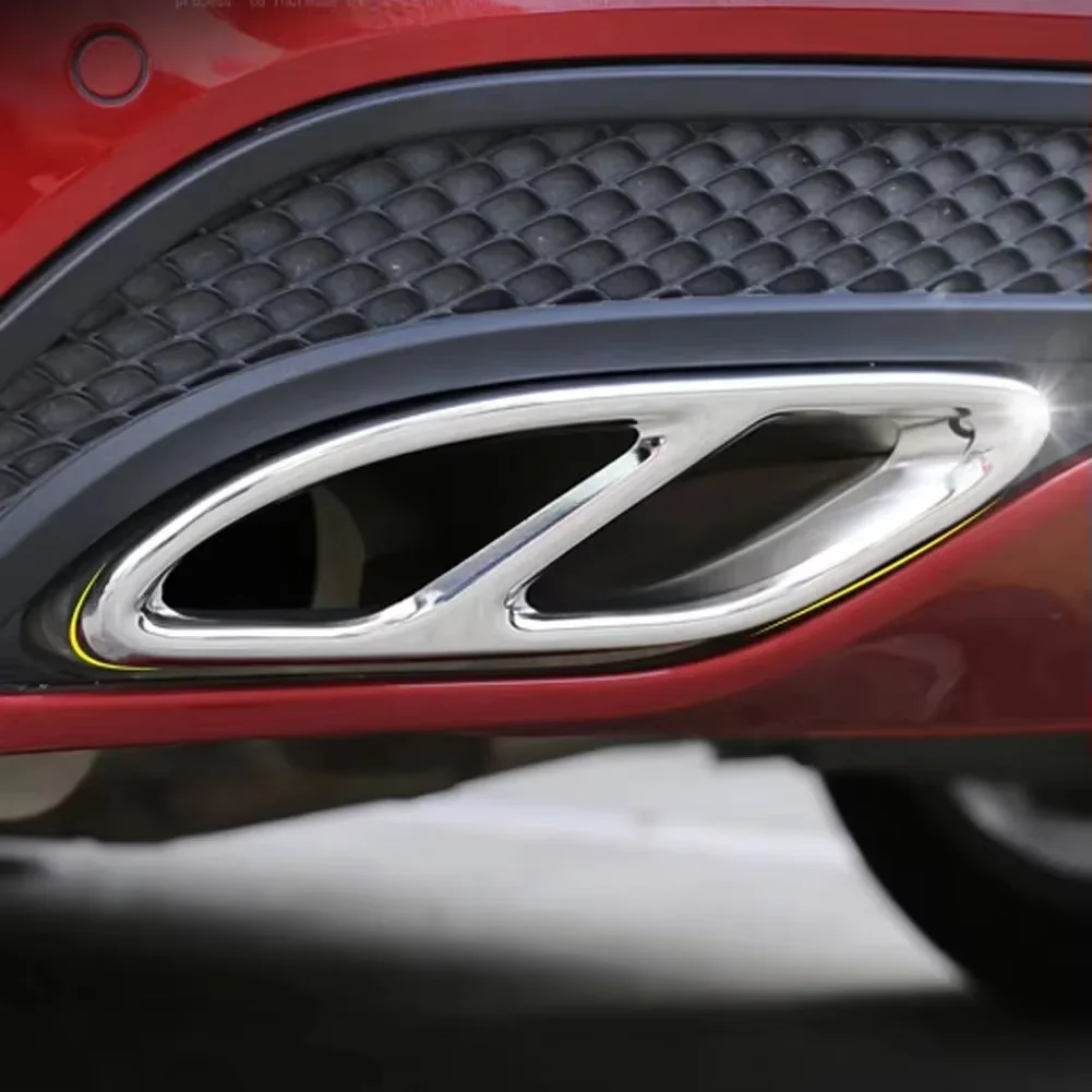 2 Stück silberne Auspuffzierleisten aus Stahl für Mercedes Benz GLC C E-Klasse C207 Coupé 2014-2017 W213 W205 W176 X253 C180 C200 Autoteil – Detail 4