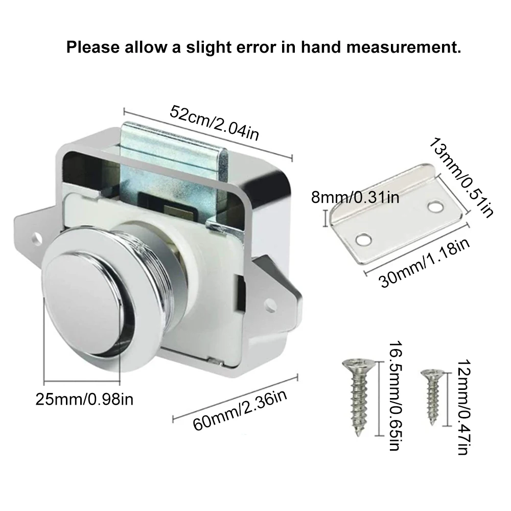 New Push Button Latch Lock Accessories Hardware Keyless Easy Installation Cabinet Latch Lock for Homes Campers Van RVs Boats