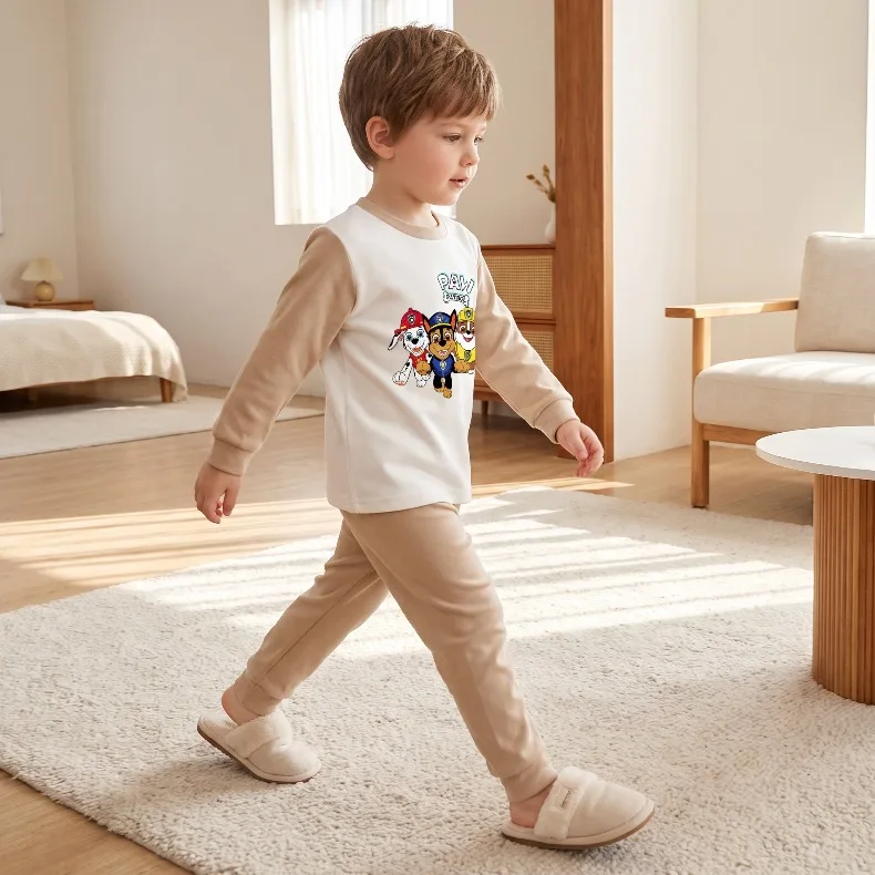 Herbst-Winter Verdickte Warme Jungen-Freizeitkleidung mit Langen Ärmeln, Paw Patrol Bedruckte Weiche Kinder-Pyjamas, Kinderschlafanzug – Detail 4