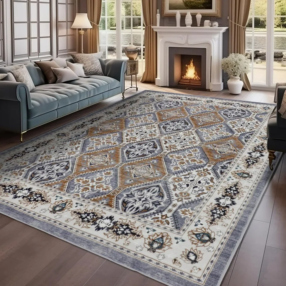 

Area Rug for Living Room, Indoor Machine Washable Rug for Bedroom Vintage Rug Dinning Room Floor Carpet Non-Slip Backing Rugs