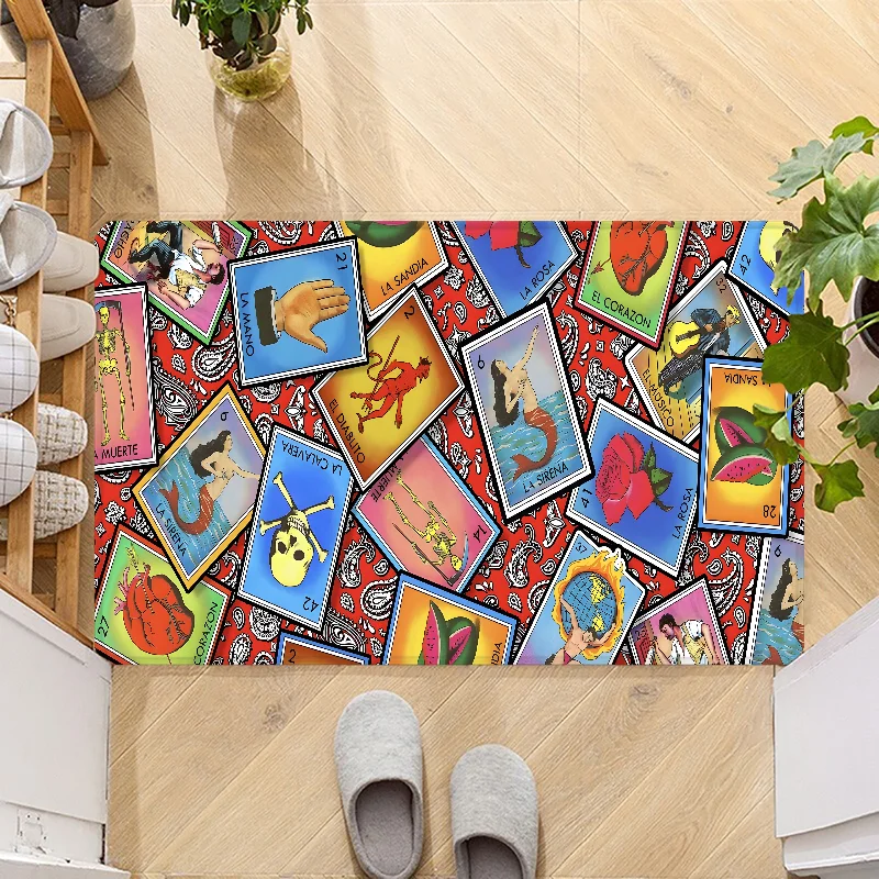 Mexican lottery pattern Door Mat Entrance Non-slip Doormat Washable Kitchen Carpet Hallway Rugs Bathroom Bath Door Mats