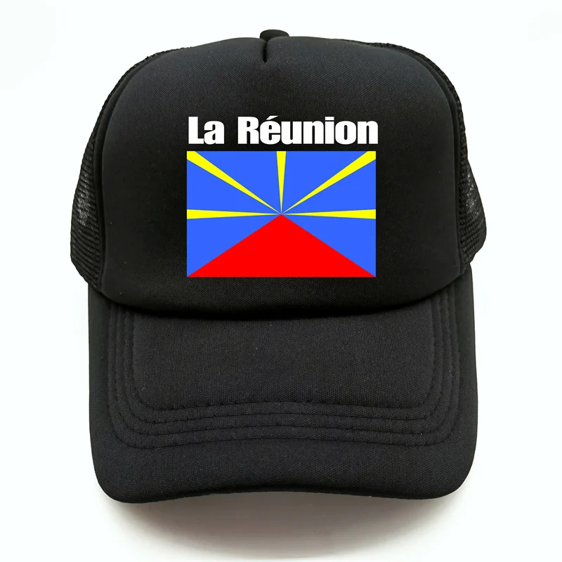 La Réunion Baseball Caps Cool Summer Men Mesh Net Hat La Réunion Flag Trucker Cap Unisex Outdoor Mesh Net Caps