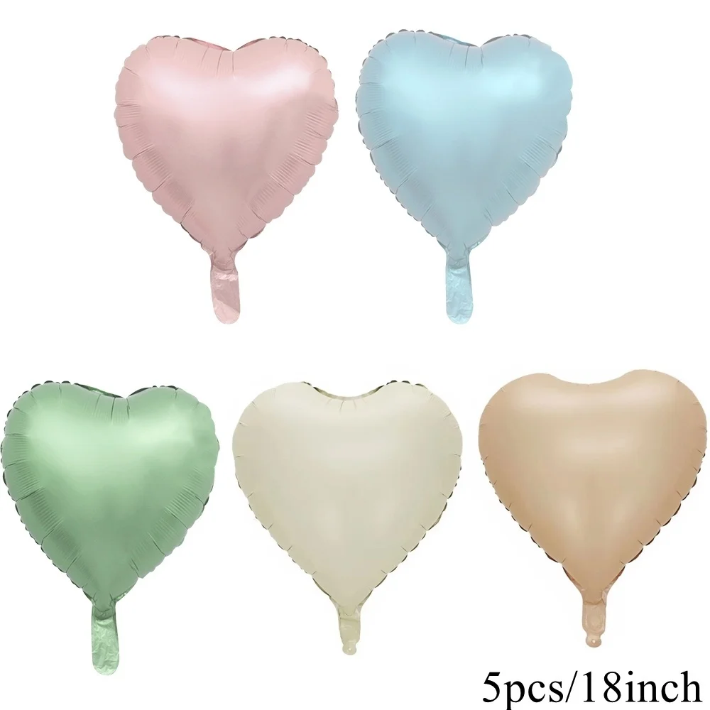 3/5pcs18inch Heart Foil Balloons Vintage Pink Green Heart Balloons for Adult Kids Birthday Wedding Party Decoration DIY Supplies