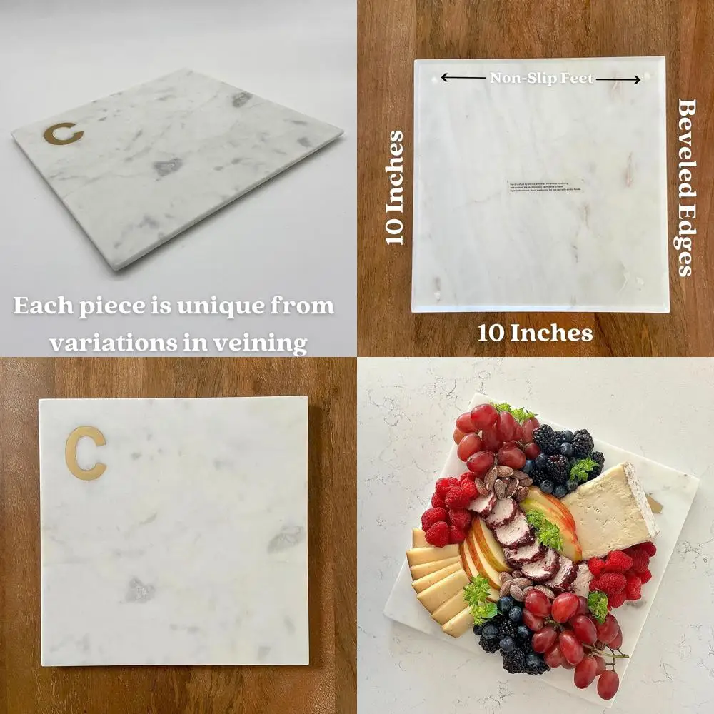 

Customized Marble Charcuterie Set with Brass Monogram - Perfect Wedding and Housewarming Gift for Couples