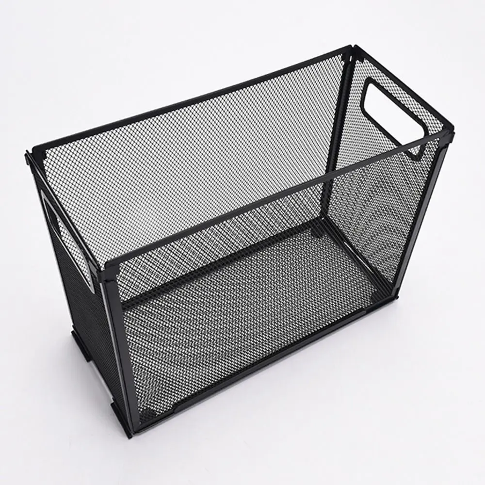 Mesh Metal Hanging File Folder Organizer Folders Not Included Foldable Folder Storage Box Black Detachable Office Filing Crate