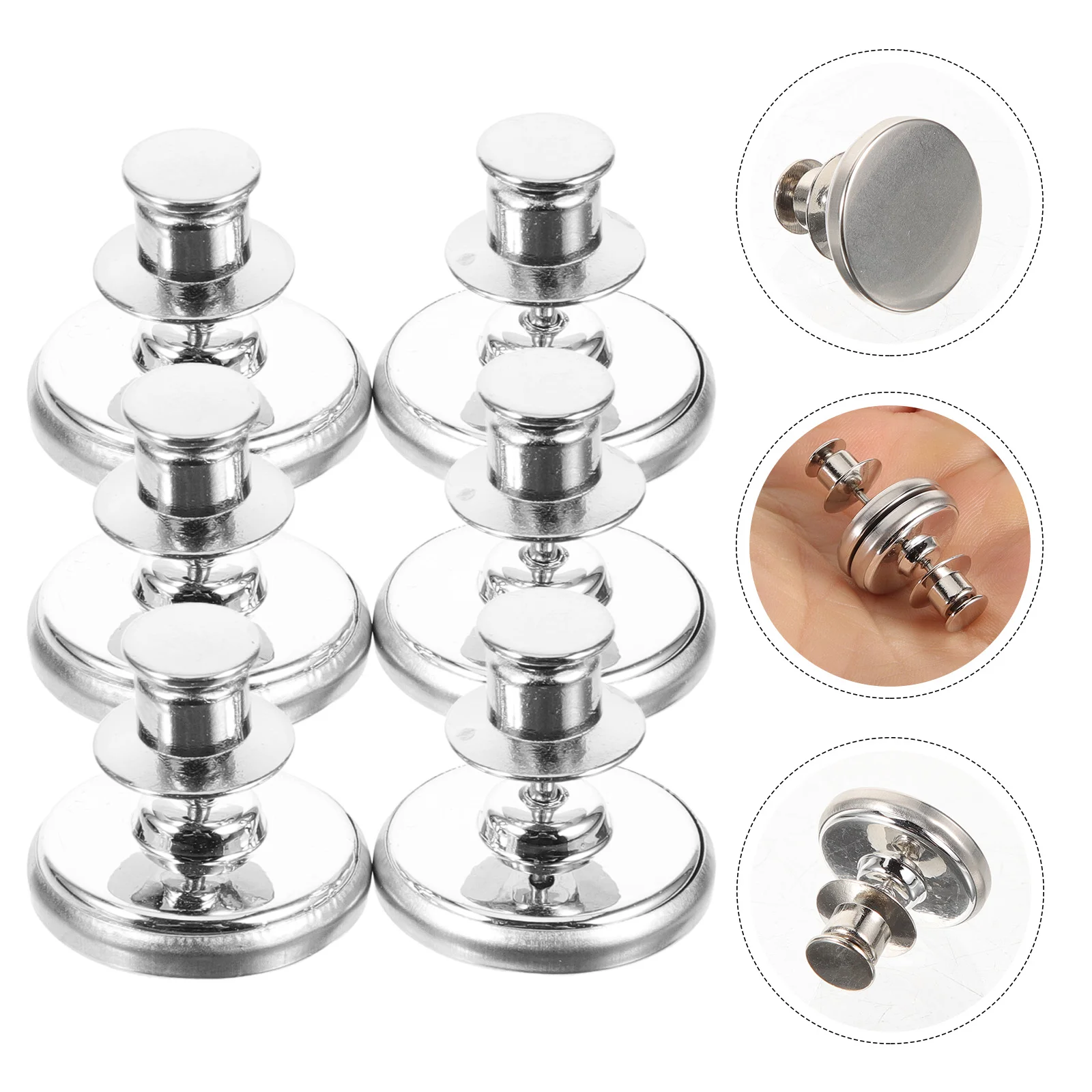 3 คู่ผ้าม่านหัวเข็มขัดกระเป๋าถือปุ่มแม่เหล็ก Clasps ตะขอซ่อนซับที่มองไม่เห็น Tie