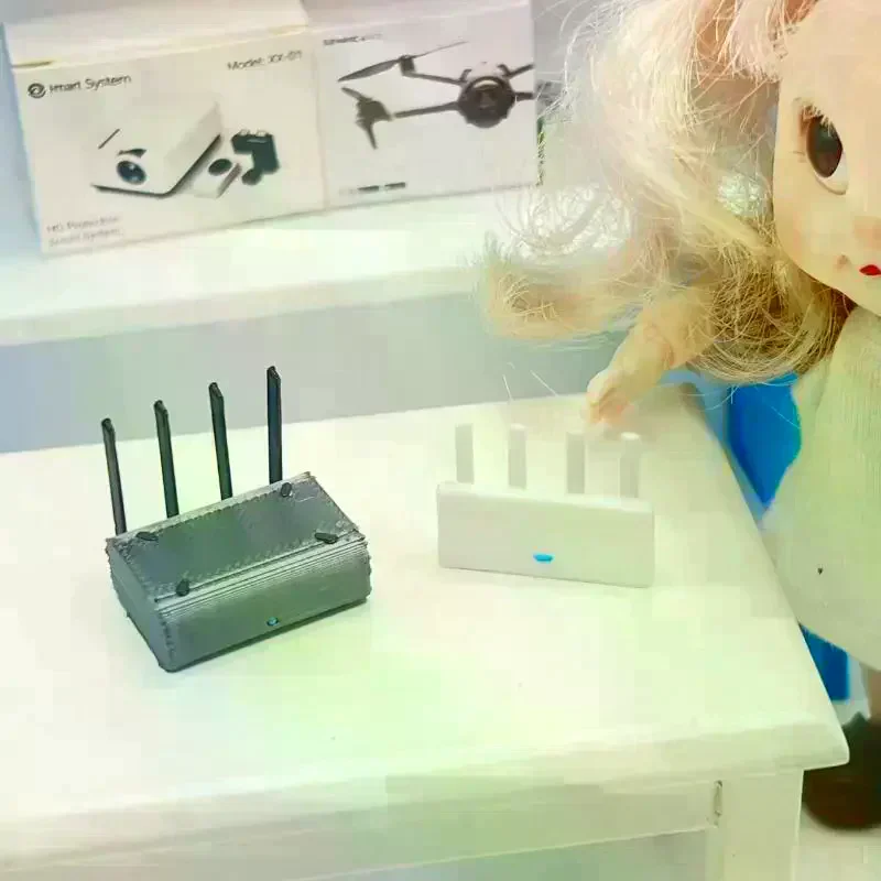 1Pcs Miniature WiFi Router Model Dollhouse Accessory 1/12 Scale Realistic Mini Router Decorative Prop For Doll House Living Room