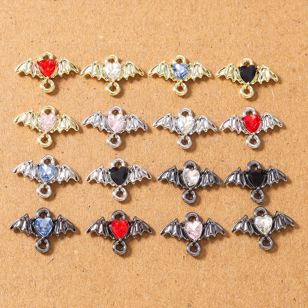 

5pcs New Y2K Crystal Charms Love Heart Wing Pendants for Jewelry Making Necklace Earrings Bracelet DIY Handmade Accessories