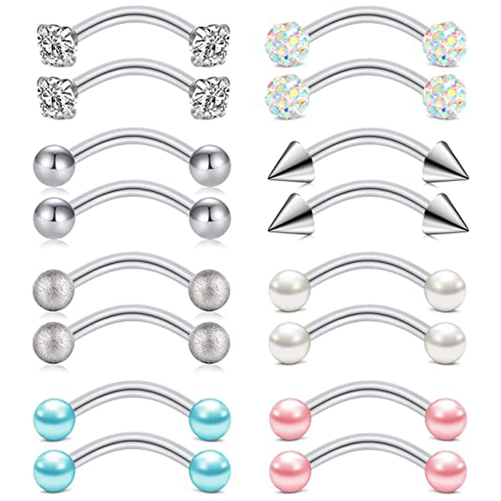 16G Rook Daith Earrings Small Belly Rings Eyebrow Ring Barbell Body Piercing Jewelry Seleted Len 6mm 8mm or 10mm