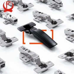 KAK 2PCS Kitchen Cabinet Hinges Hidden Black Soft Closing Hydraulic Hinge Furniture Fittings Damper Buffer Door Hinge Hardware