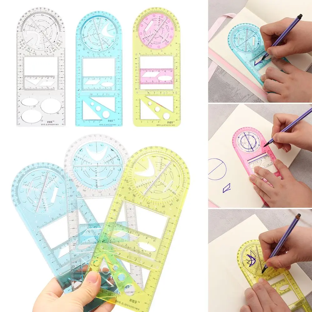 Architecture Supply Rotatable School Office Drawing Template Multifunctional Geometric Ruler Drawing  Ruler Measuring Tool