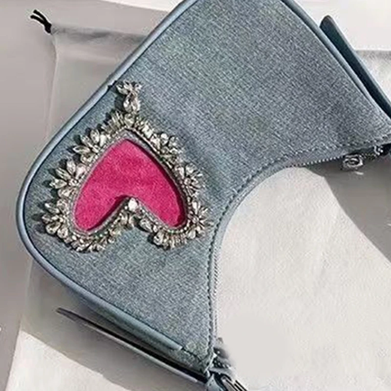 Trendy Bag Handbag Shoulder Bags Diamond Heart Armpit Bag for Women Lady Purse