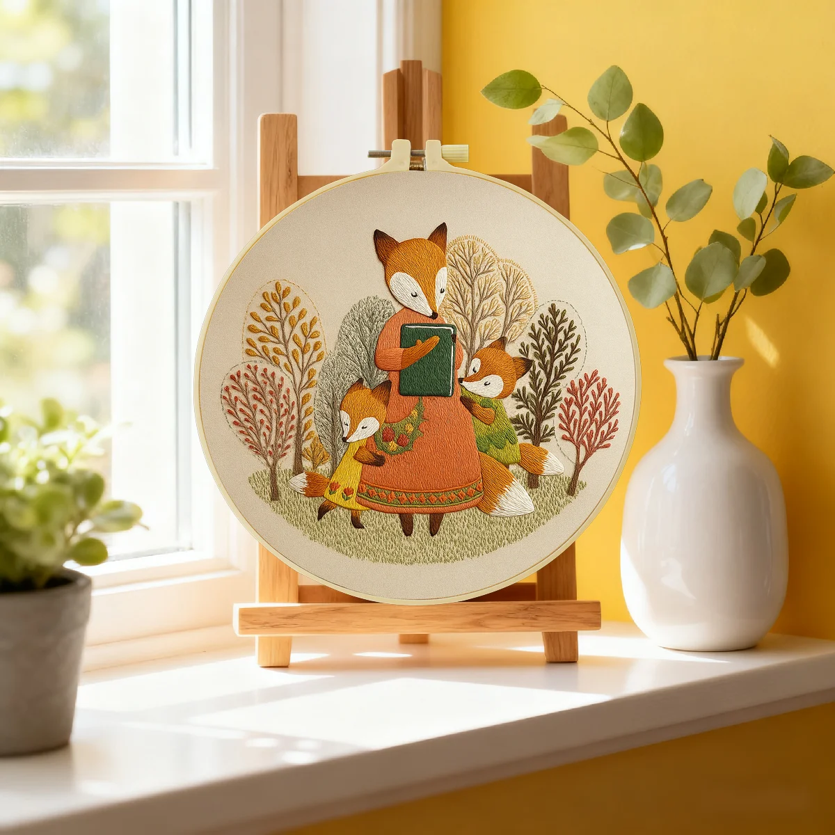 1 Stück 20X20CM/15X15CM 7,87/6,3 Zoll Fuchs-Stickerei-Starter-Kit DIY-Kit DIY-Stickerei-Set für Anfänger Nähkunst – Detail 1
