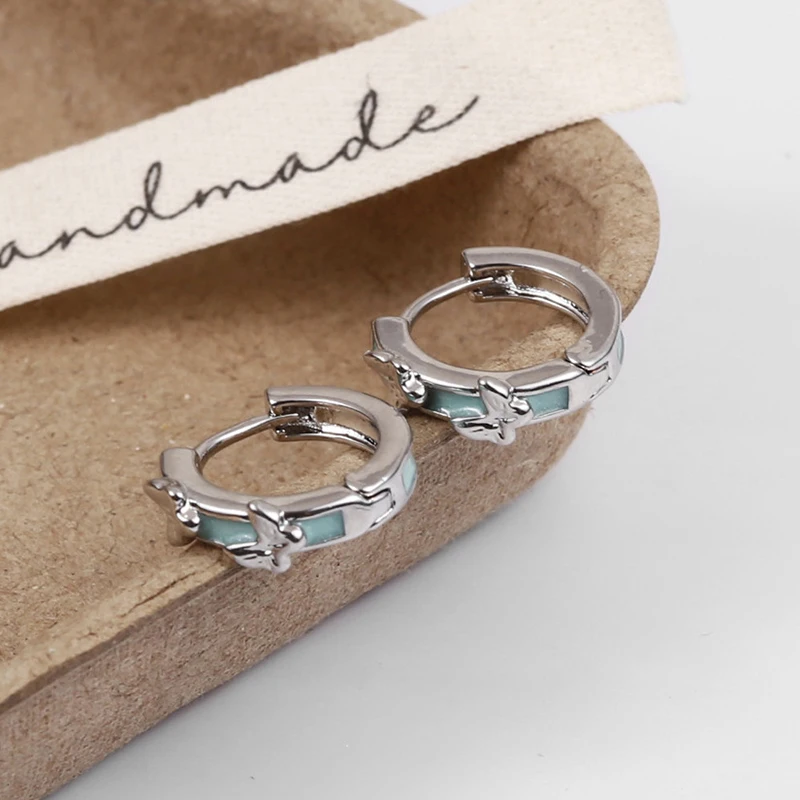 PONYKISS 925 Sterling Silver Enamel Butterfly Hoop Earrings for Women Minimalist Cute Fine Jewelry Insect Accessories image 4