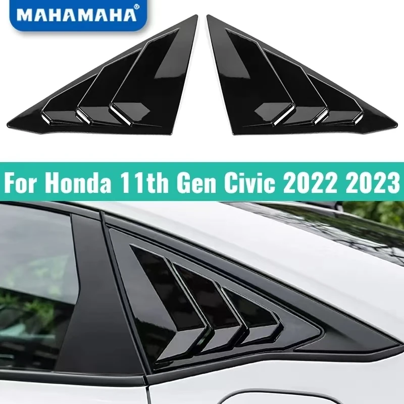 For Honda Civic 11th Gen 2022 2023 LX Sedan Car Rear Louver Window Side Shutter Cover Trim Sticker Vent Scoop ABS