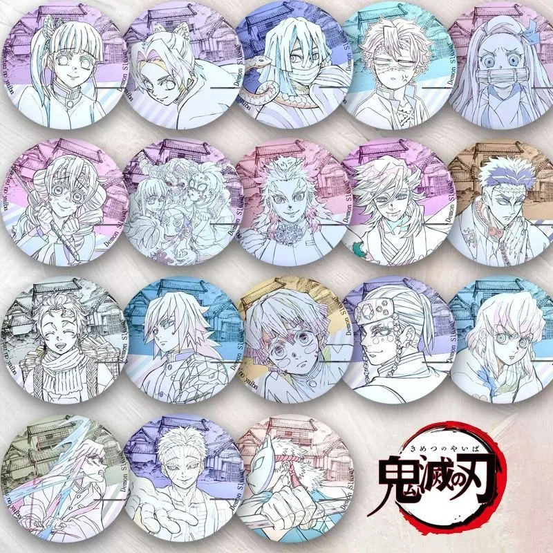 

Новый значок Demon Slayer: Kimetsu No Yaiba Tomioka Giyuu Kamado Nezuko, аниме, периферийные устройства, милая модная брошь с рисунком линий, орнамент