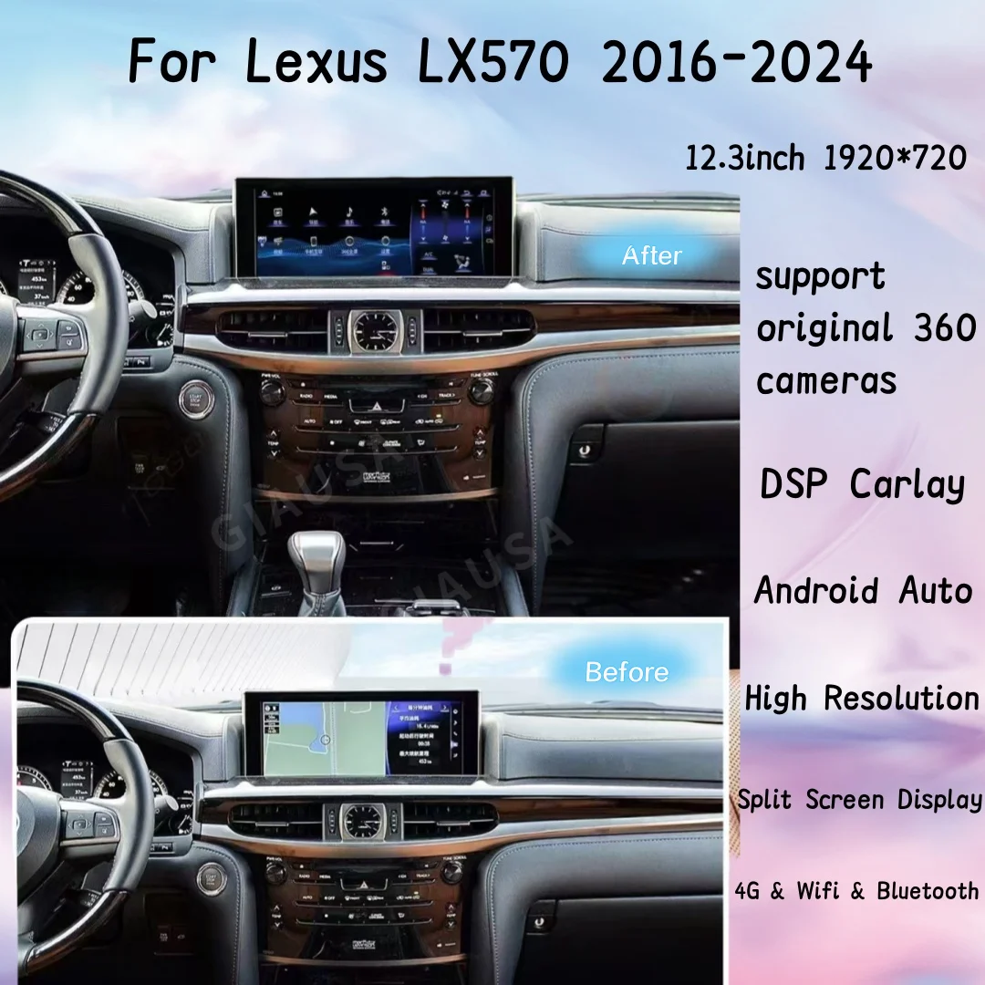 

12.3inch Android 13 Car Radio For Lexus LX570 2016-2024 Touch Screen GPS Navigation Multimedia DSP Stereo Carplay Head Unit