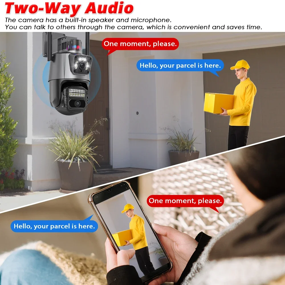 Outdoor 4K 8MP WiFi Smart Security IP Camera Dual Lens 360 Wireless Video Surveillance Camera Home CCTV PTZ Auto Tracking Tuya