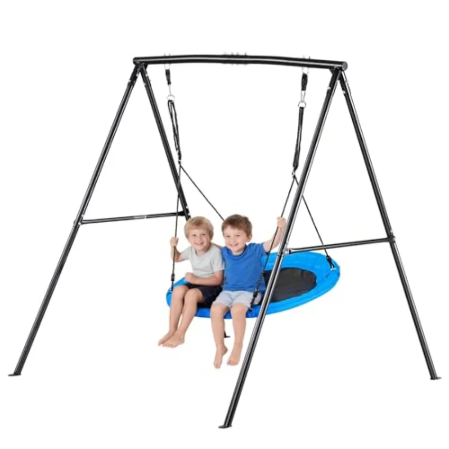 

Качели для двора с сиденьем-тарелкой 40 дюймов, прочная металлическая А-образная рама, грузоподъемность 440 фунтов, усиленные спиральными элементами.