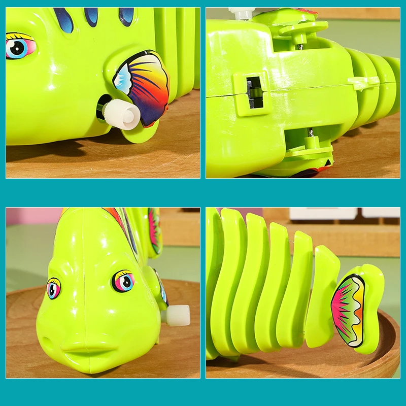 Plastic Wind-Up Wiggle Fish Toys Running Clockwork Classic Toy Newborn Spring Toys for Children