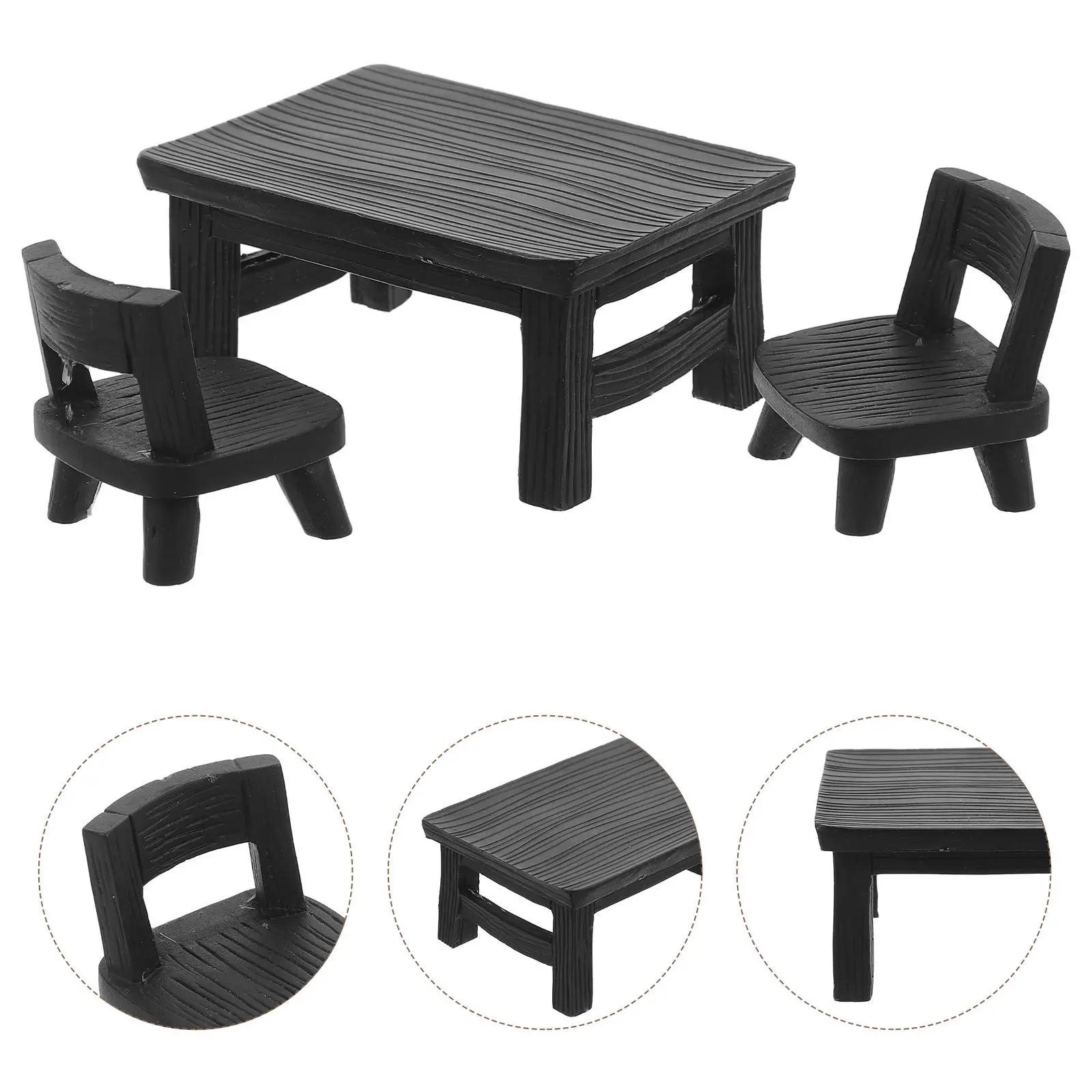 Miniature Resin Table and Chair Set Detailed Simulation Fairy Garden Decoration Micro Landscape Ornament for Home