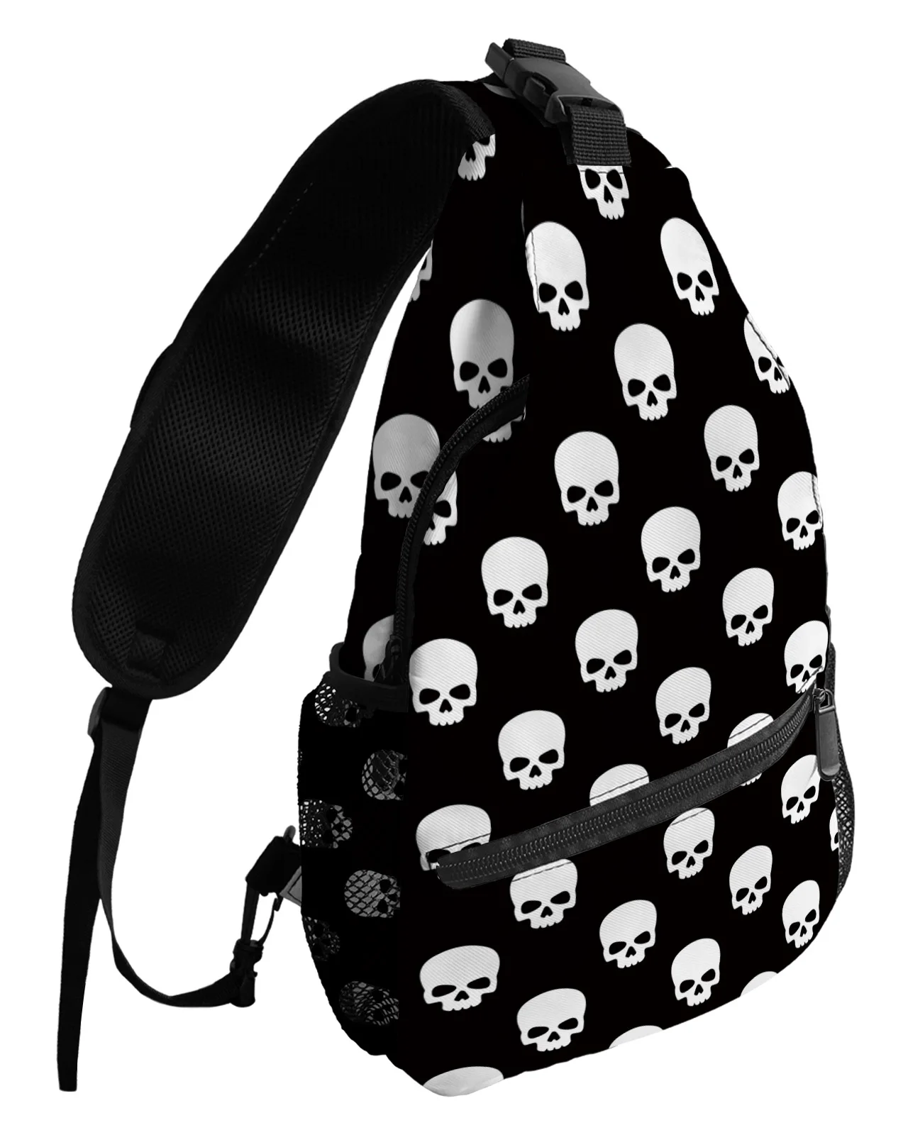 Mexico White Skull Indigo Black Chest Bag for Men Casual Sports Shoulder Bag Women's Travel Waterproof Messenger Bag