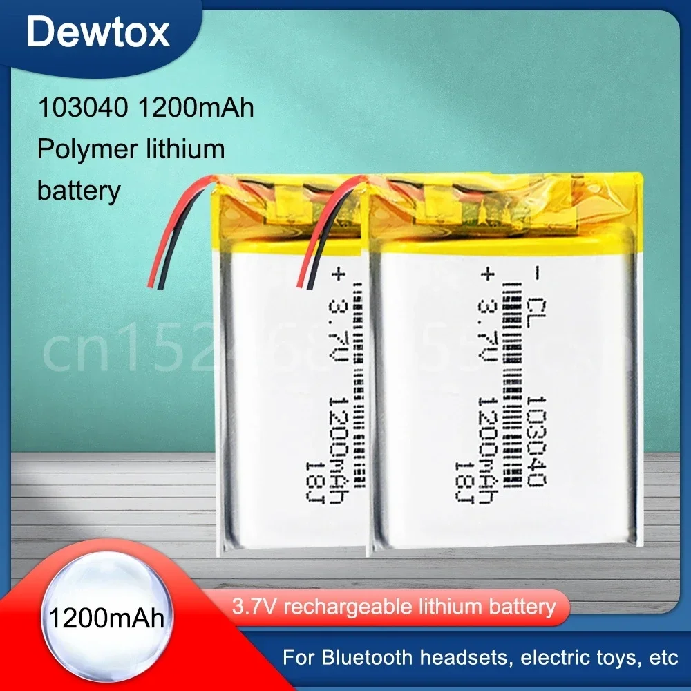 3.7V Lithium Ion Polymer Li Polymer 103040 1200mah Battery For LED Flashlight Remote Controller Selfie Stick