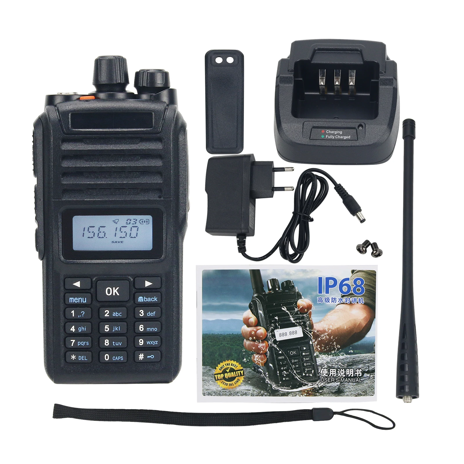 

IP68 Waterproof Professional Walkie Talkie VHF UHF Transceiver Handheld Transceiver 198 Channels