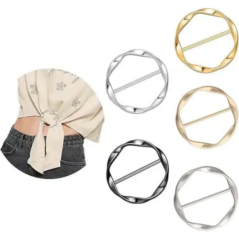 5-Piece Set Metal Adjustable Buckles Multi-use for Shirts Scarves Belts Fashion Accessory Set