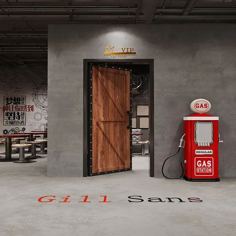 for Wrought Iron Industrial Style Retro Box Door for Restaurant Kitchen Bar Soundproof Bathroom Toilet Casement Solid Wood