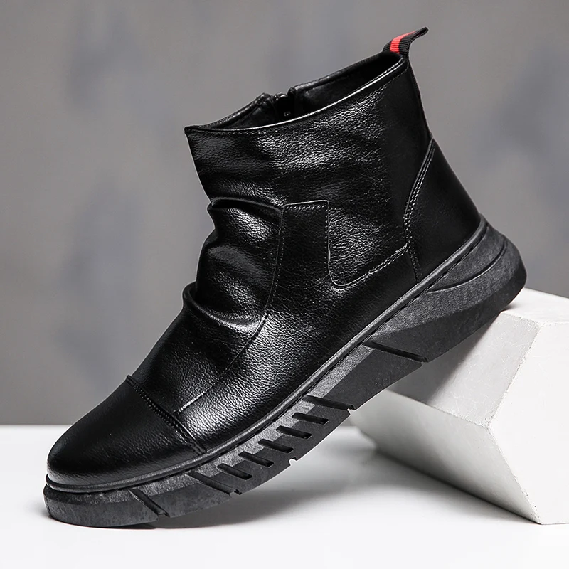 2023 New Black Boots Spring Shoes Man Outdoor Comfy Classic Retro Style Male Shoes Durable Outsole Men Casual Boots Men Sneakers