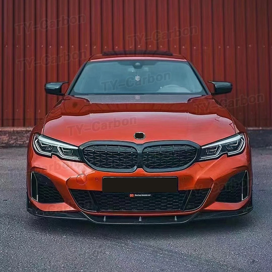 For BMW 3 Series G20 G28 M Sport 2019-2022 320i 330i TK Carbon Fiber Car Front Bumper Lip Body Kit Splitter Bumper Canard Lip