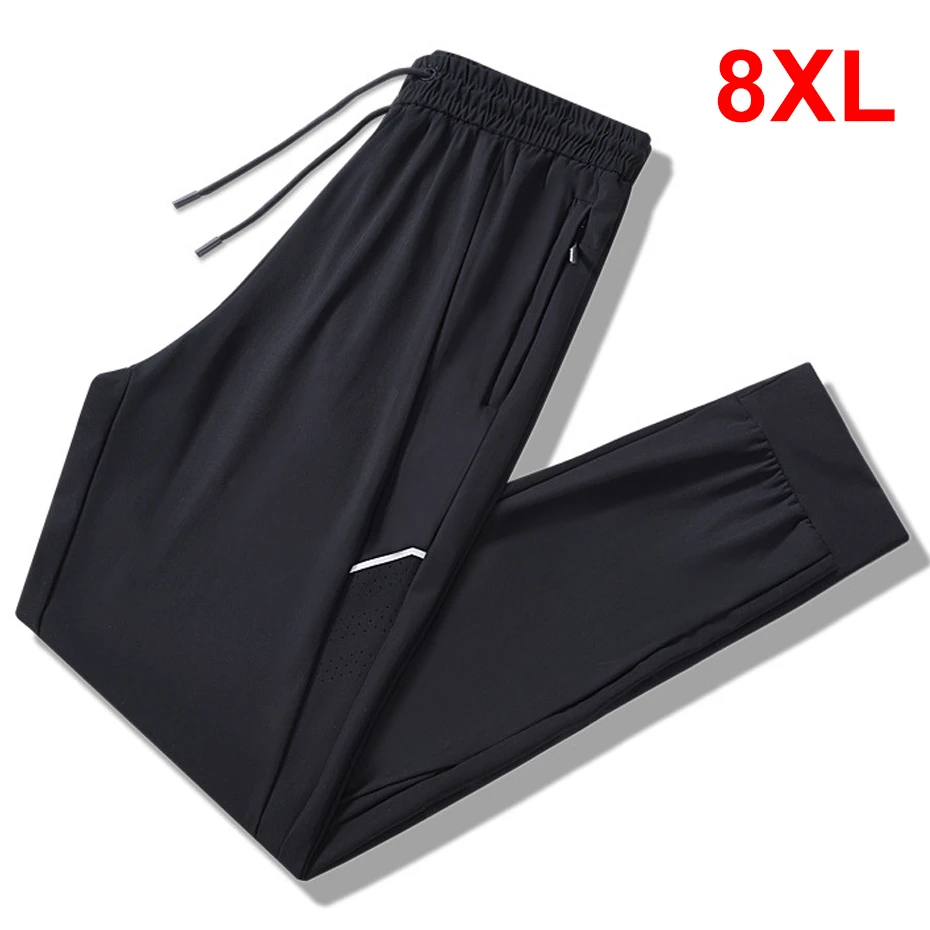 Summer Cool Pants Men Breathable Jogger Pants Plus Size 8XL Fashion Casual Elastic Waist Pants Male Big Size 8XL Trousers