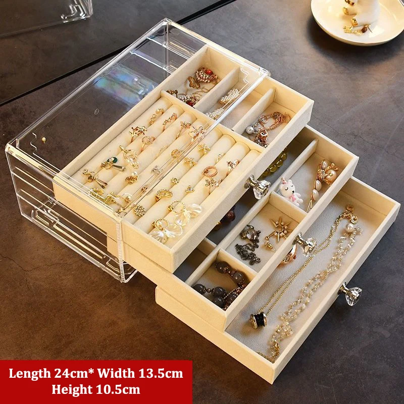 New Earrings Bracelet Jewelry Storage Box Transparent Multi-layer Large Capacity Ring Necklace Home Drawer Jewelry Box