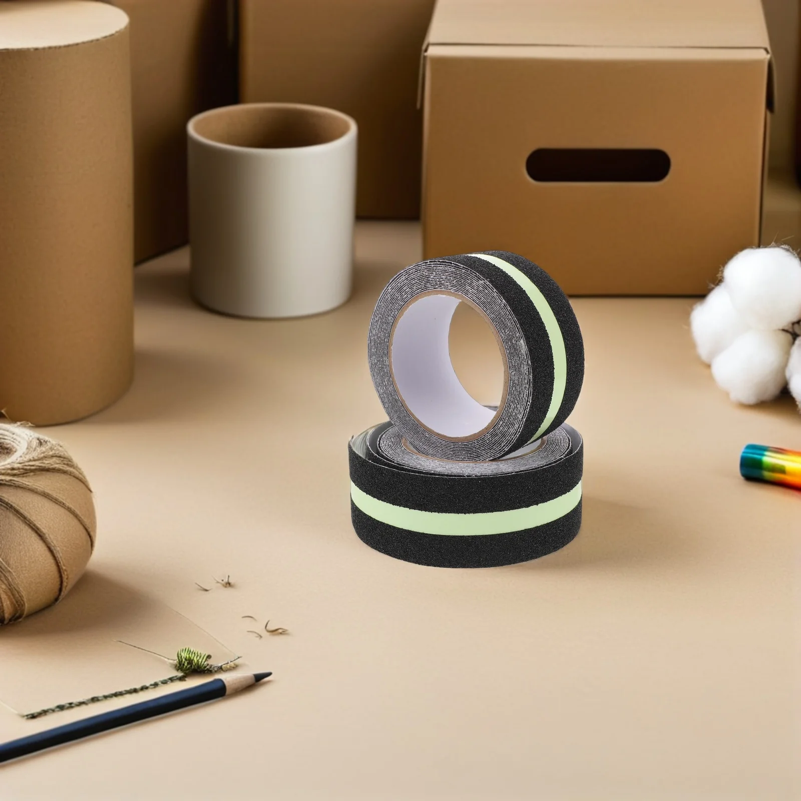 

2 Rolls Glow in Dark Stair Tread Strips Anti Slip Adhesive Tape High Bond Non Skid Treads for Steps Safety Floor Protection