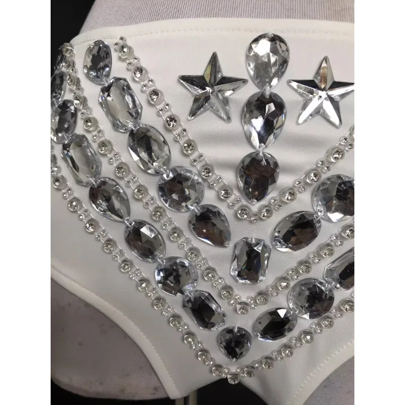 customized hand sewn super shiny diamond sexy bra low waist shorts 2-piece set nightclub DJ singer stage outfit