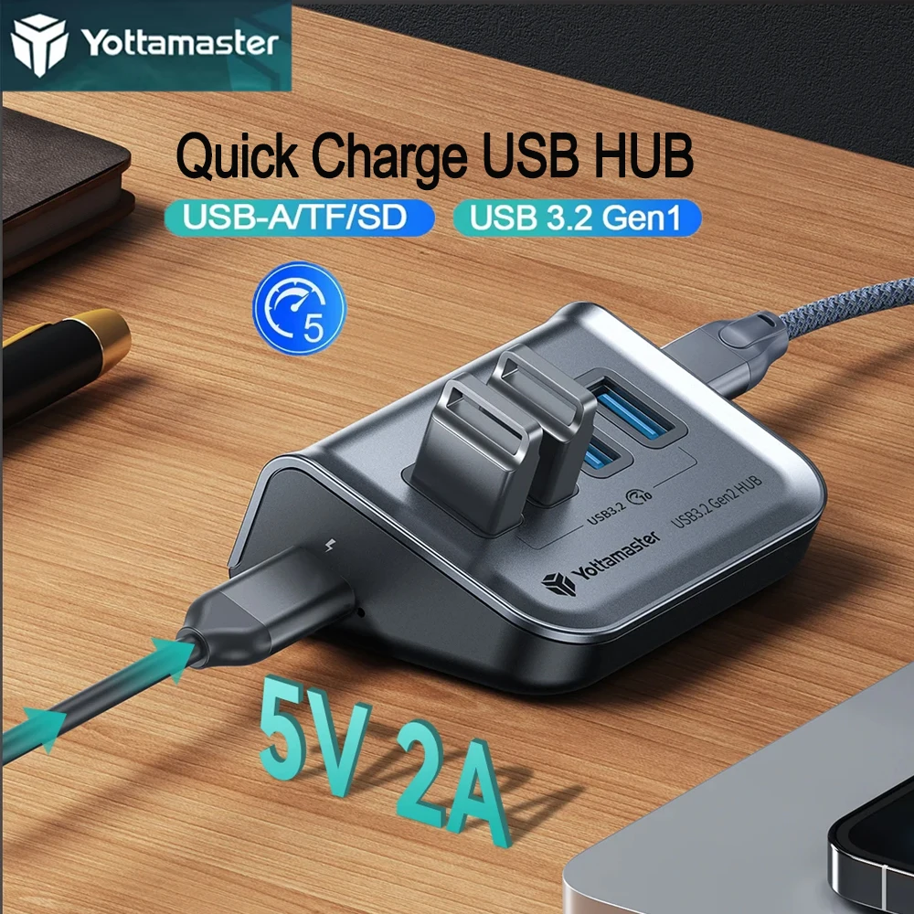 

Yottamaster USB-концентратор типа C, разветвитель для чтения карт TF/SD, док-станция USB 3.0 Gen2, 5 Гбит/с, адаптер для ноутбука для ПК MacBook Pro