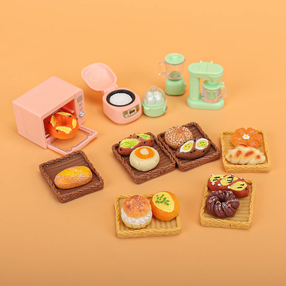 Juego de comida realista, pan y pastel de crema, cesta y bandeja de pan en miniatura, accesorios para casa de muñecas, regalo para niñas, 6/12/18 Uds.