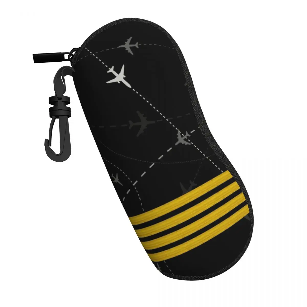 Airplane Flight Routes Captain Stripes Sunglasses Soft Case Neoprene Zipper Aviator Pilot Shell Eyeglass Case Protective Box