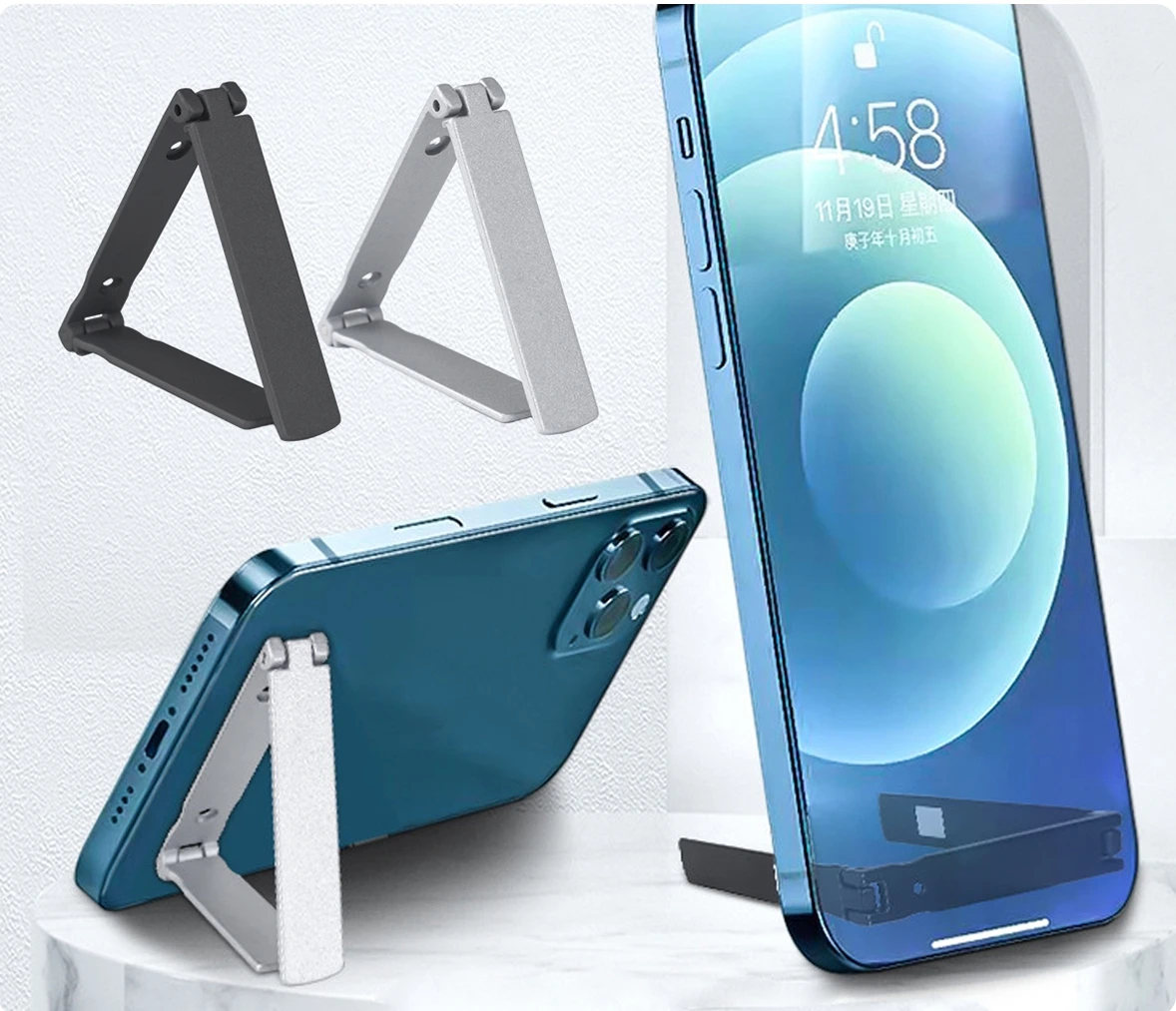 

Metal Cell Phone Kickstand Folding Mini Vertical Horizontal Desk holder Stand For iPhone Samsung Xiaimi Deskop Bracket holder