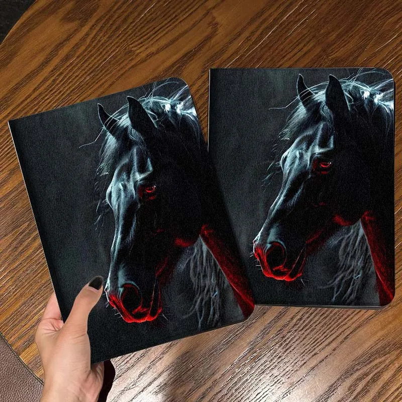 Black Horse Head Red Eye Dark For iPad Pro Air Mini 2 3 4 5 6 7 7th 8th 9th 10th 11th 10.2 9.7 10.5 10.9 11 12.9 13 Tablet Case