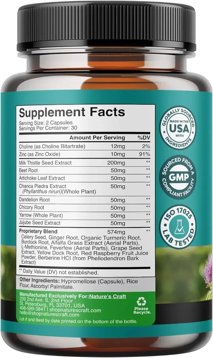 Liver cleansing, detoxification, and repair formula - herbal liver support supplement - promotes liver health