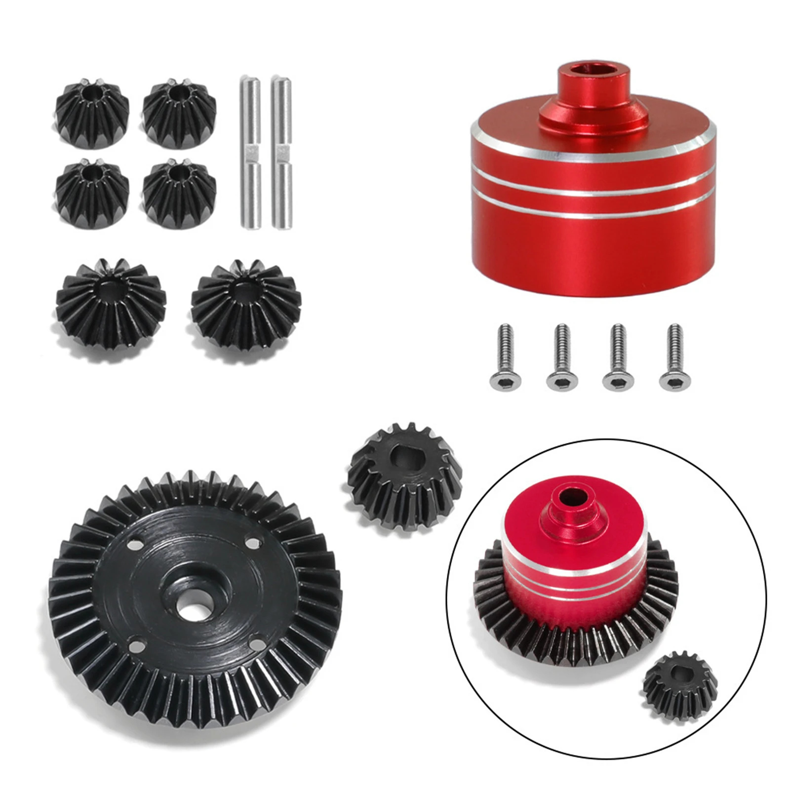 for Tamiya TT02 TT02B XV02 Metal Differential Case Steel Gear Box Set  1/10 RC Car Upgrade Part